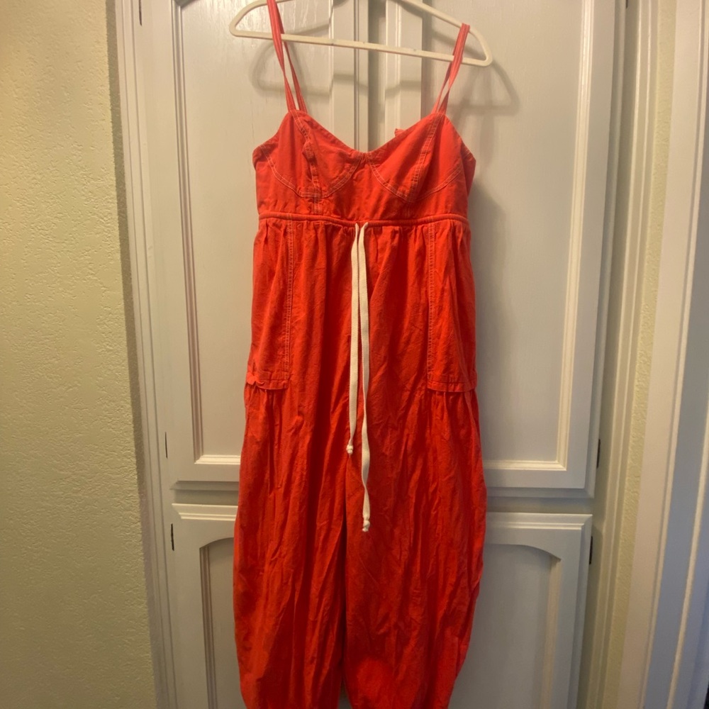Free People Vibrant Red Jumpsuit